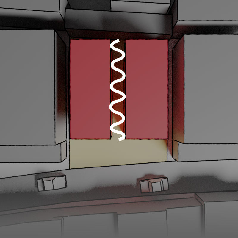 Illustration of slit through the building