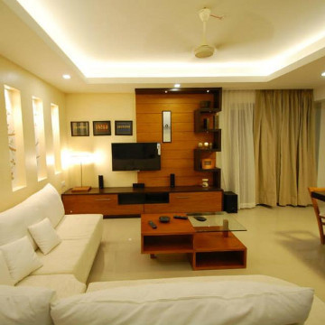 Photograph of Apartment Interiors for Motilal showing Living Room Furniture.